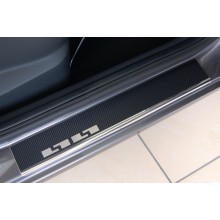 Накладки на пороги (carbon) Hyundai Solaris II (2017-)